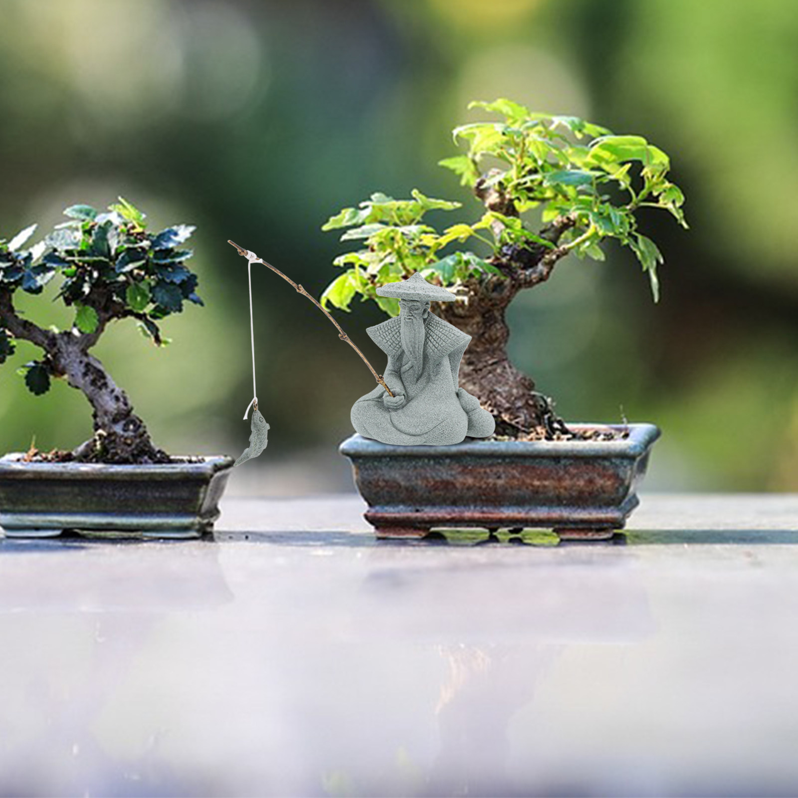 작은 수지 재질의 어부 조각상 일본식 정원 장식 어항  - Bonsai Garden Indoor 리뷰 및 가격